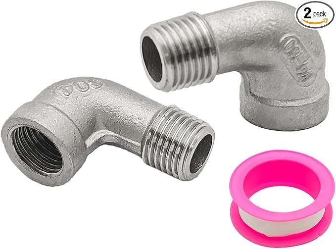 2Pcs 90 Degree Street Elbow, 1/4" NPT Male x 1/4" NPT Female, 304 Stainless by AUXBC