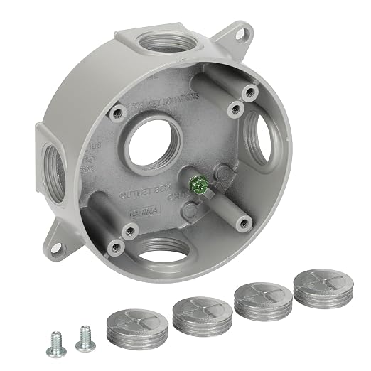 Round Outdoor Electrical Box, Five 0.75”Hole Round Junction Box, 1 Pack | by XGGYA