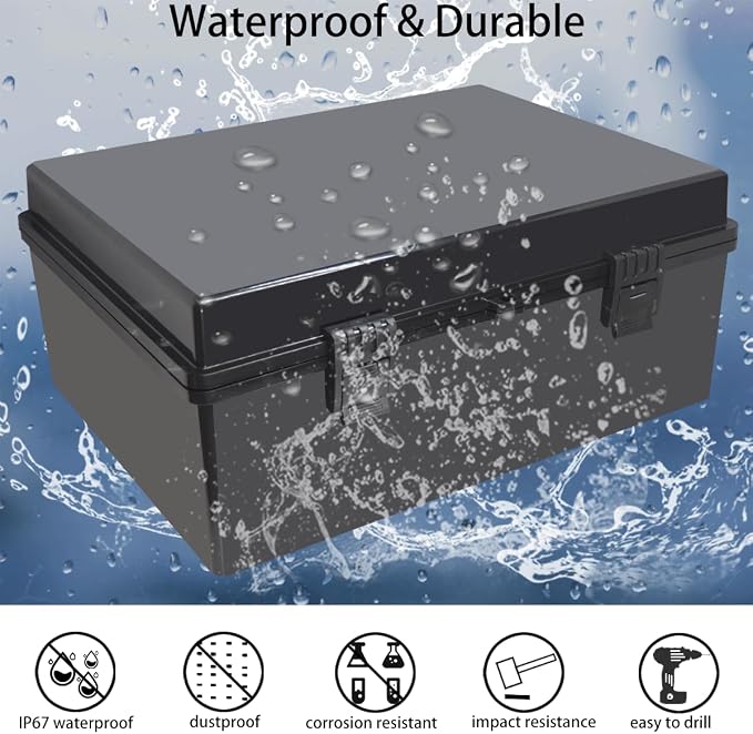 Junction Box, Hinged Black Cover IP67 Waterproof ABS Project Box - Image 2