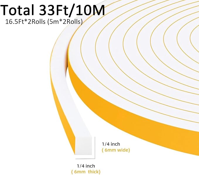 Thin Weather Stripping 1/4x1/4in, Strong Adhesive, Fill Narrow Gaps | Reduces - Image 5
