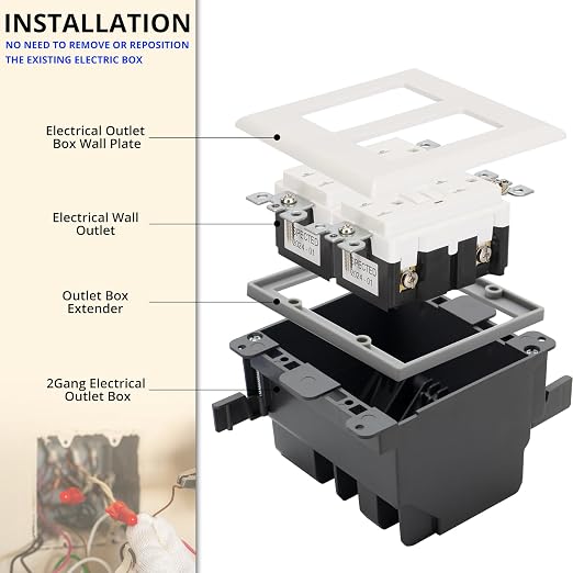 1/4” Double Gang Outlet Box Extender, Comes - Image 4