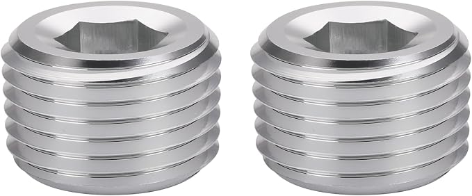 3/8 NPT Male Thread Allen Head Socket Pipe Plug Fitting Aluminum Silver - Image 2