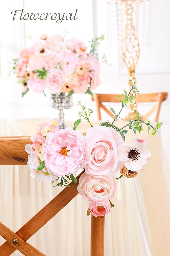 Artificial Flowers Combo Pink Flowers Mix Silk Flowers Roses Peonies - Image 4