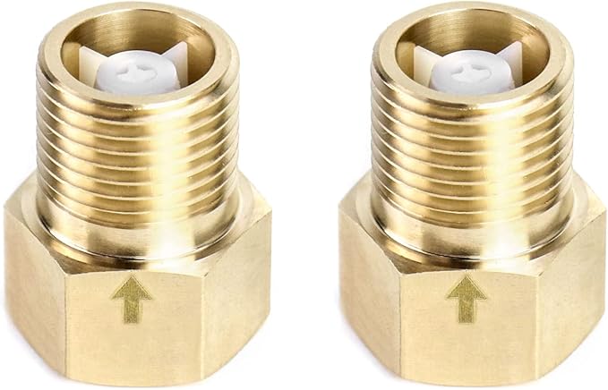 QWORK 2Pcs Brass One-way Check Valve, 1/2" Female to 1/2" Male Thread of by QWORK