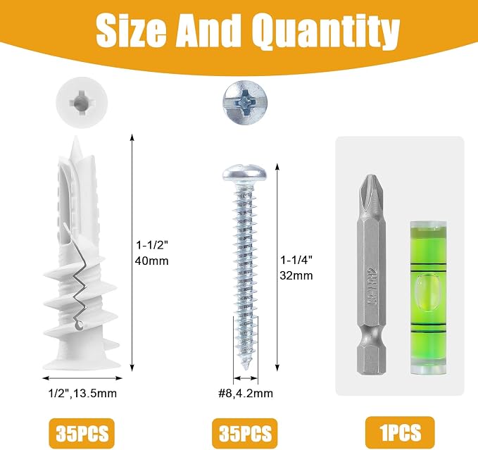 #8 Self Drilling Drywall Anchors and Screws, Heavy Duty Dry Wall Anchors Holds - Image 5