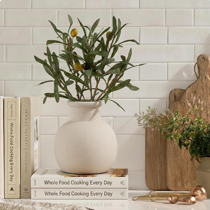 SIDUCAL Ceramic Rustic Farmhouse Vase | 6 Inch Pottery Decorative Boho Flower - Image 5