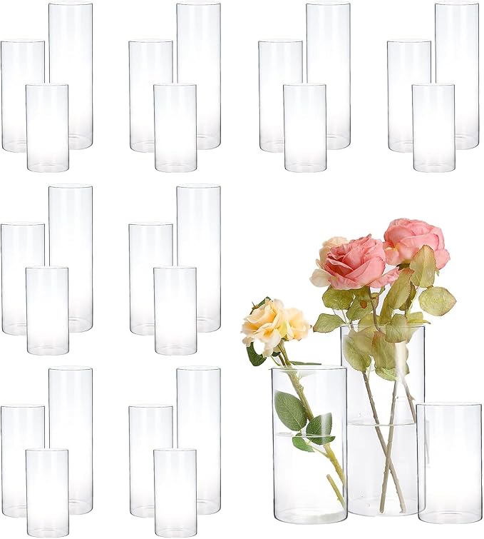 PHOSPHOR Hurricand Candle Holder 24 PCS, Glass Pillar Candle Holder by PHOSPHOR