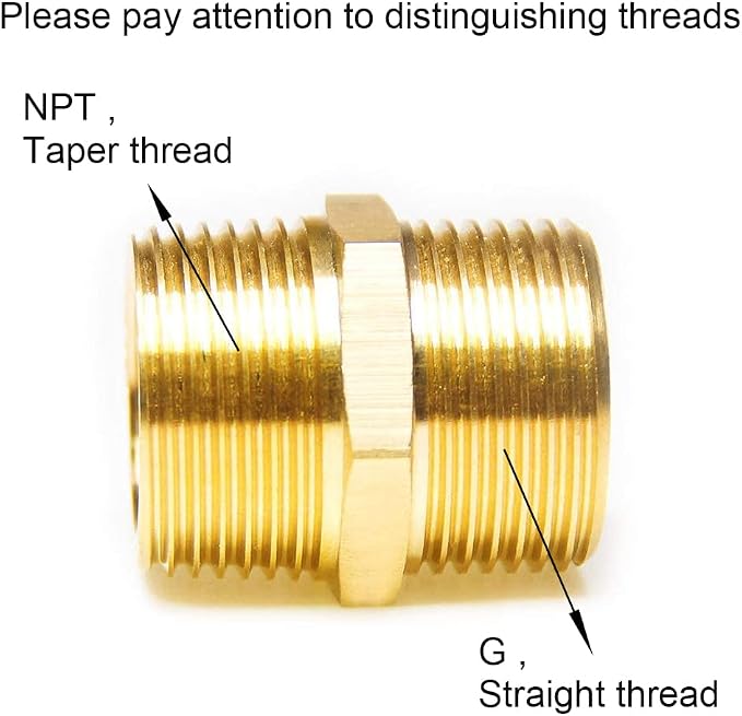 Joywayus 3/4" G Thread Male × 3/4" NPT Thread Male Brass Pipe Fitting Adapter - Image 3