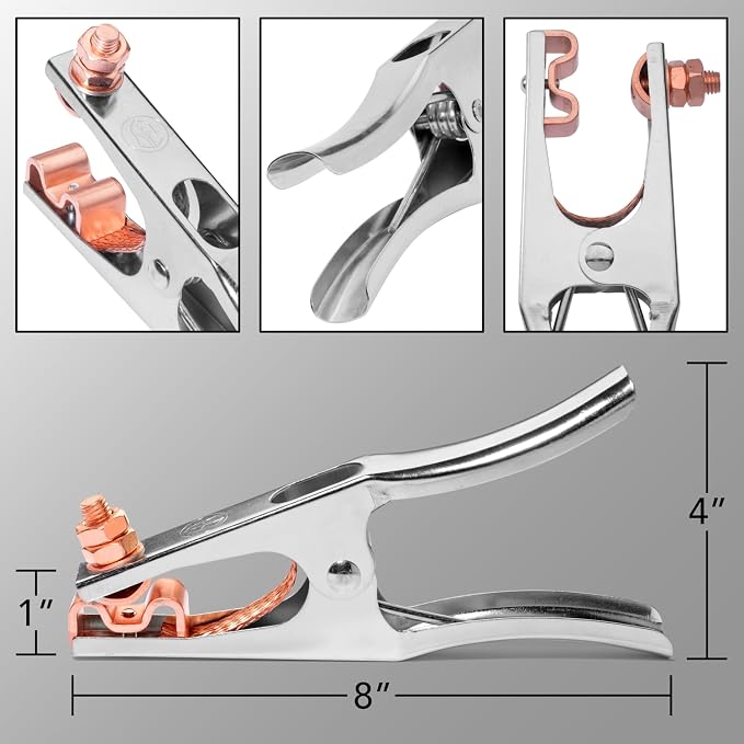 Spartan Power Welding Ground Clamp 400A Copper Plated Jaw, Braided Copper Shunt - Image 4