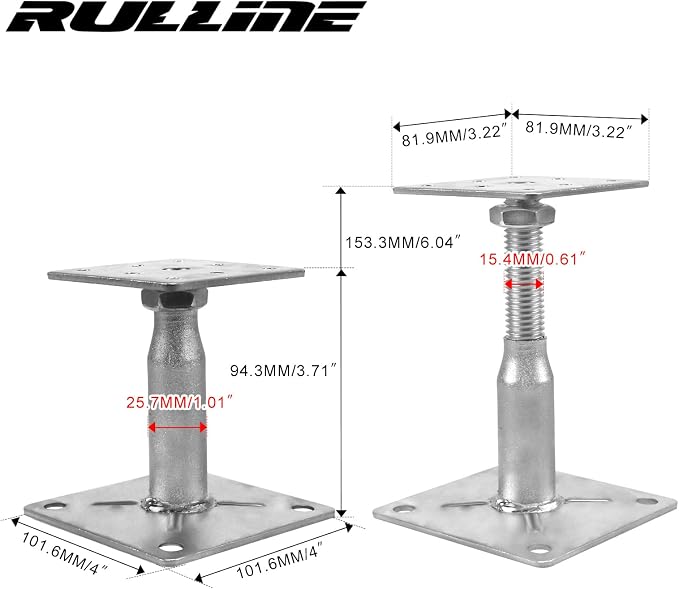 RULLINE 4Pcs Adjustable Floor Jack – 3.5-6" - Image 2