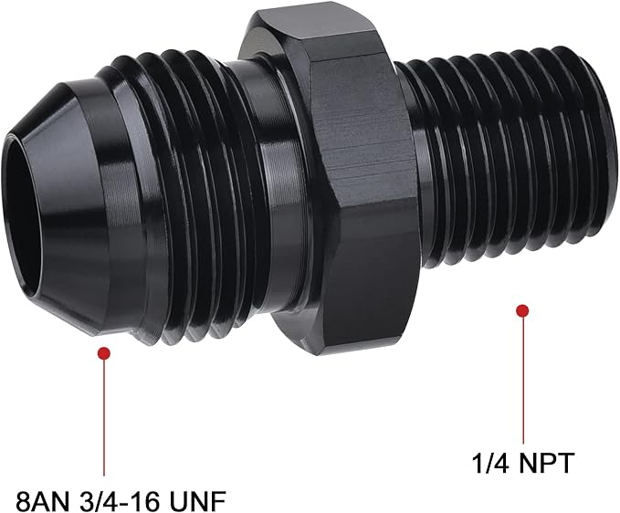 EVIL ENERGY 8AN Male Flare to 1/4" NPT Pipe Fitting Adapter Aluminum Straight - Image 2