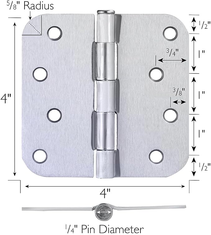 Design House Interior Door Hinge, Brushed Chrome | 5/8" Radius, Traditional - Image 5