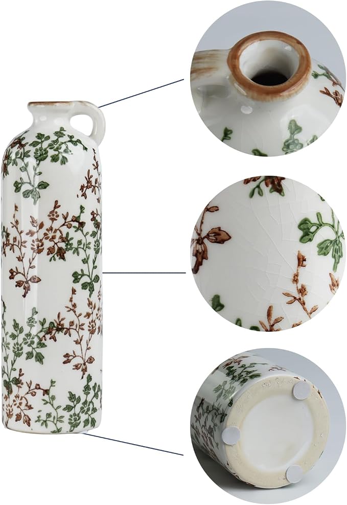 Green Floral Vase Set of 3 - Image 3