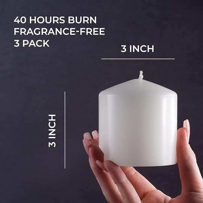 3x3 Pillar Candle Set of 3 - Image 2