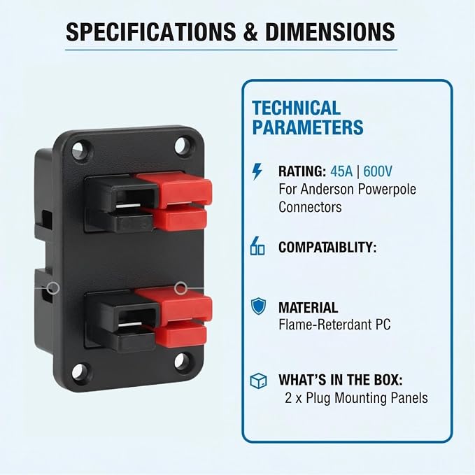 2Pcs Plug Mounting Panel, 45A 600V Mounting Bracket Panel Plug, Quick - Image 3