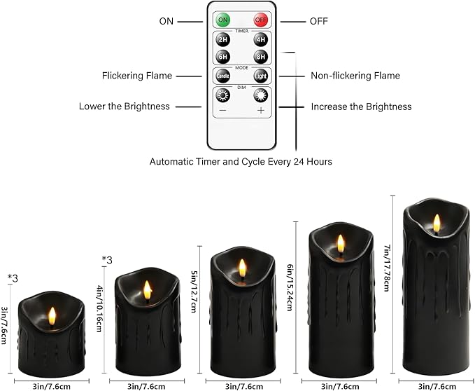Nimiko Flameless Candles with Remote, Battery Operated Flickering Flameless - Image 3