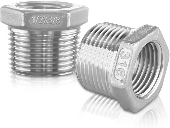 316 Stainless Steel Hex Bushing Reducer, 1/2" NPT Male to 3/8" NPT Female Pipe by Dnkoua