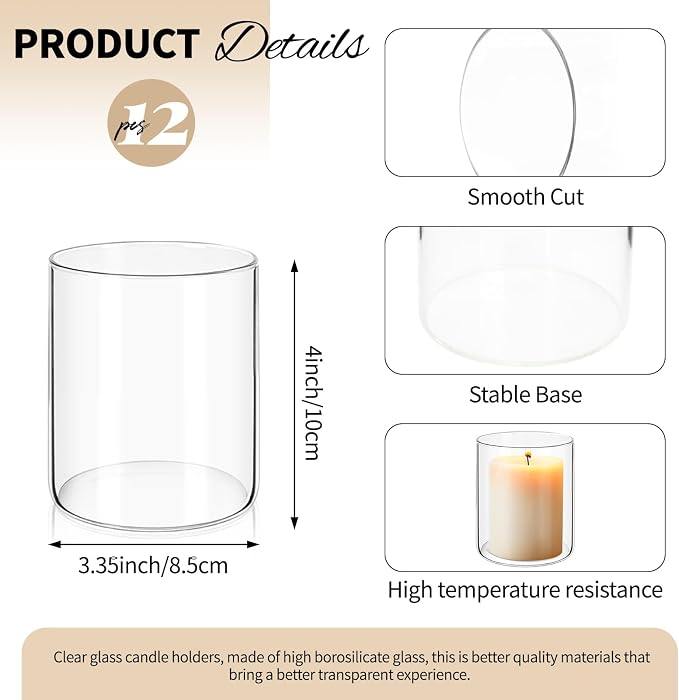 12Pack Glass Cylinder Vases for Centerpieces - Image 2