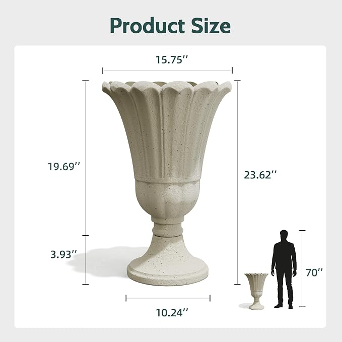 Tall Plastic Urn Planters and Pedestal - Image 2