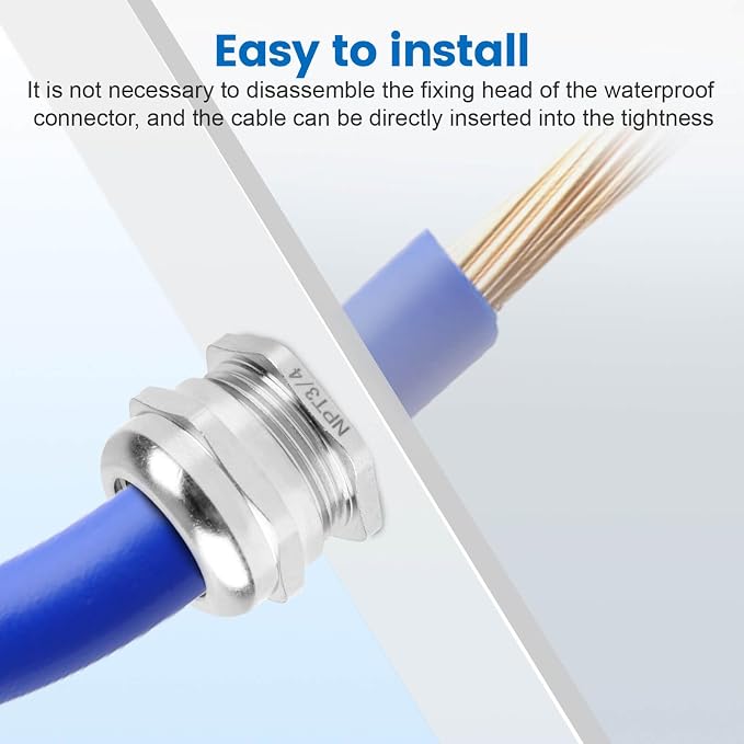 4 Pcs 3/4" NPT Nickel-Plated Copper Cable Gland | IP68 Waterproof, Metal Strain - Image 6