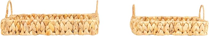 Household Essentials Woven Water Hyacinth Scalloped Square Trays - Image 6
