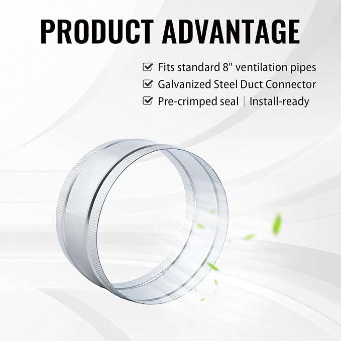 8 Inch Round Galvanized Steel Duct Connector - Image 4