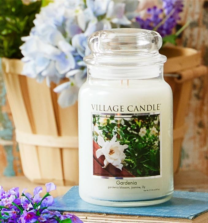 Village Candle Gardenia Large Glass Apothecary Jar Scented Candle 21.25 oz. - Image 5
