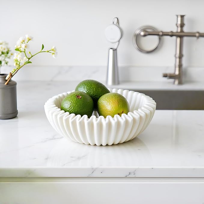 Braxio Decorative Bowl Modern Home Decor – Resin Ruffle Bowl Decorative Catchall - Image 6