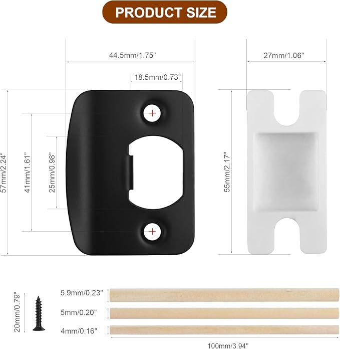 Door Strike Plate for Interior Doors, Matte Black, 2 Pack | 2-1/4"x1-3/4" - Image 5