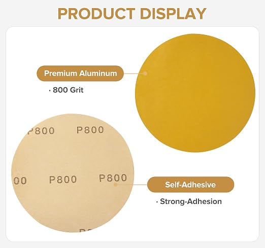 100 PCS 6 Inch Gold PSA Sanding Discs 800 Grit Self Adhesive Sticky-Back - Image 4