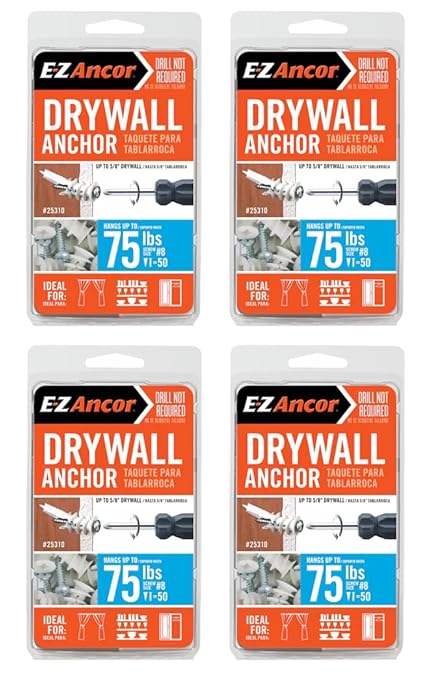 #8 x 1-1/4" Twist-N-Lock 75-lb Drywall Anchors by E-Z+Ancor