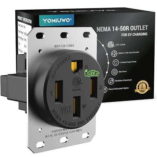 50 Amp EV Charging Receptacle/Nema 14-50 EV Outlet: Weather Resistant Straight - Image 9