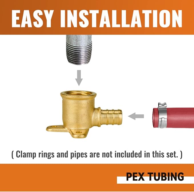 12-Pack 1/2" PEX Drop Ear Elbow, PEX Fittings 1/2 Inch, Brass | Crimp Fitting - Image 3