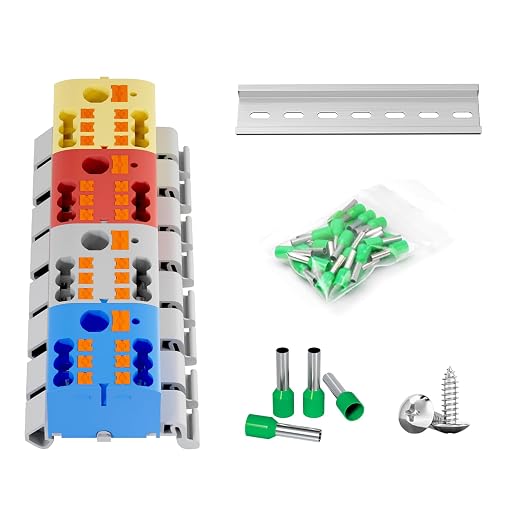 4Pcs KV225G DIN Rail Terminal Blocks, 3-Pole 1 in 6 Out Push-in | 3-Pole 1 in 6 by GUETNEU