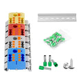 4Pcs KV225G DIN Rail Terminal Blocks, 3-Pole 1 in 6 Out Push-in | 3-Pole 1 in 6 by GUETNEU