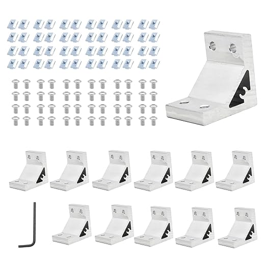 12pcs 2040 Corner Bracket Angle Aluminum Extrusion Hardware Silver | 2040 by SeekLiny