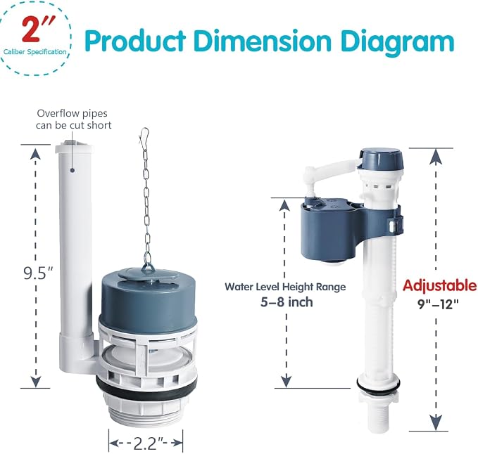 Universal 2-Inch Complete Toilet Tank Repair Kit - Image 3