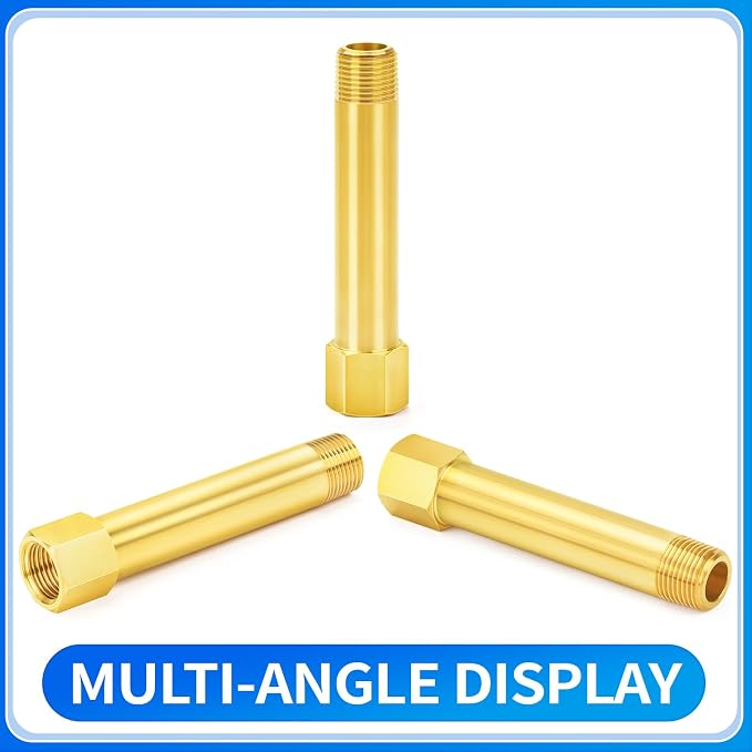 ChillWaves Brass Pipe Fitting, Long Nipple Pipe 1/4" NPT Male x 1/4" NPT Female - Image 3