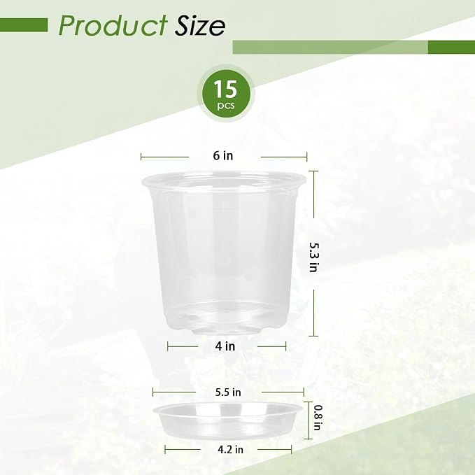 FUIJOL 6 Inch Clear Nursery Pots - Image 2