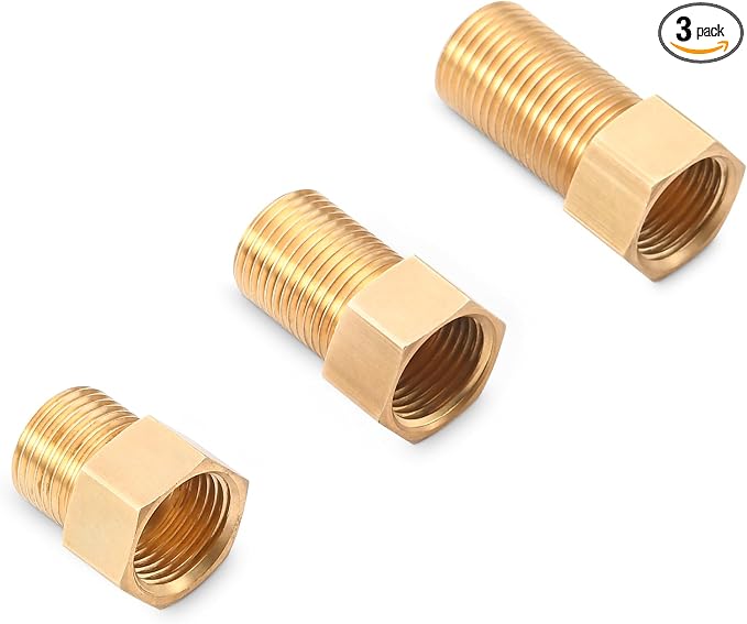 3 Pack Brass Pipe Fittings 1/2 Male Thread to Female Thread Pipe Extension by Unknown