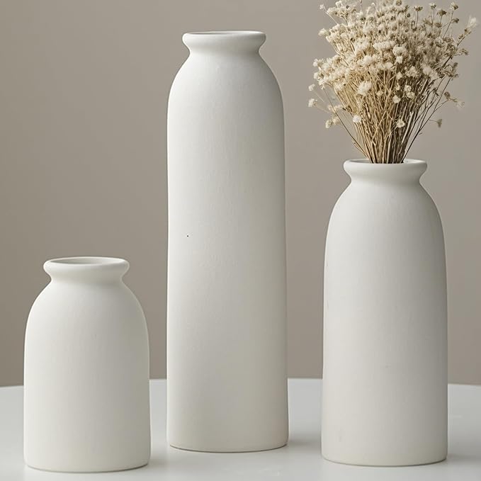 10.6 inches Tall Decorative Ceramic Vase Set, 3 Pieces, Nordic Modern Boho Style by TINCTOTNICVase