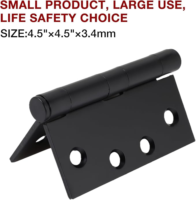 TDCHINGES Heavy Duty Matte Black Door Hinges 4.5Inch x 4 1/2" Square 1 Pack | - Image 6