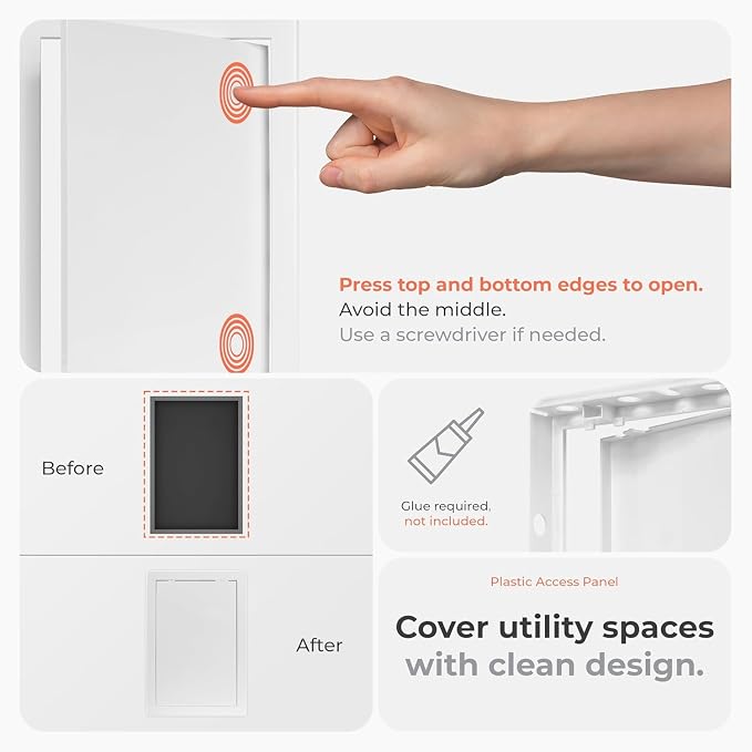 8x10 Inch White Access Panel for Drywall – ABS Plastic Square Wall, Ceiling - Image 3