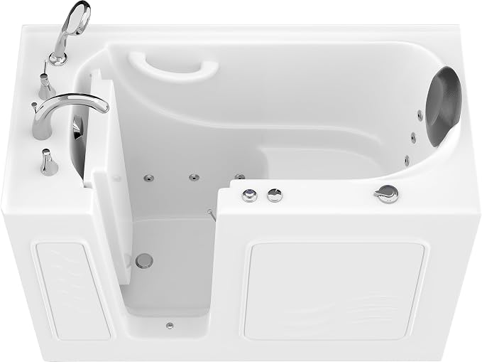 ANZZI Walk In Tub, 26 X 53 In, Left Drain, 15 Whirlpool Jets, Inline | Slip by ANZZI