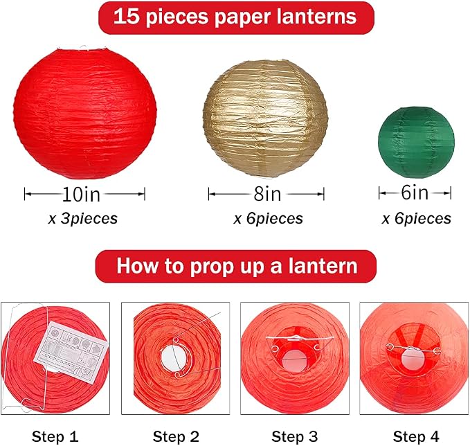 Paper Lanterns Decorative, Round Hanging Paper Lanterns Decorations - Image 3