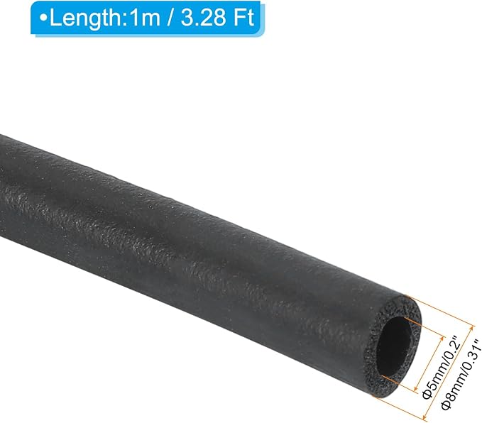 PATIKIL 5mm ID x 8mm OD x 1m Long Pipe Insulation Foam Tube, Pipe Cover Wrap - Image 2