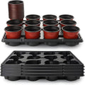 RooTrimmer 4 inch Round Nursery Pots 60pcs, 12 Cell Nursery Pots Trays 5 Pcs by RooTrimmer