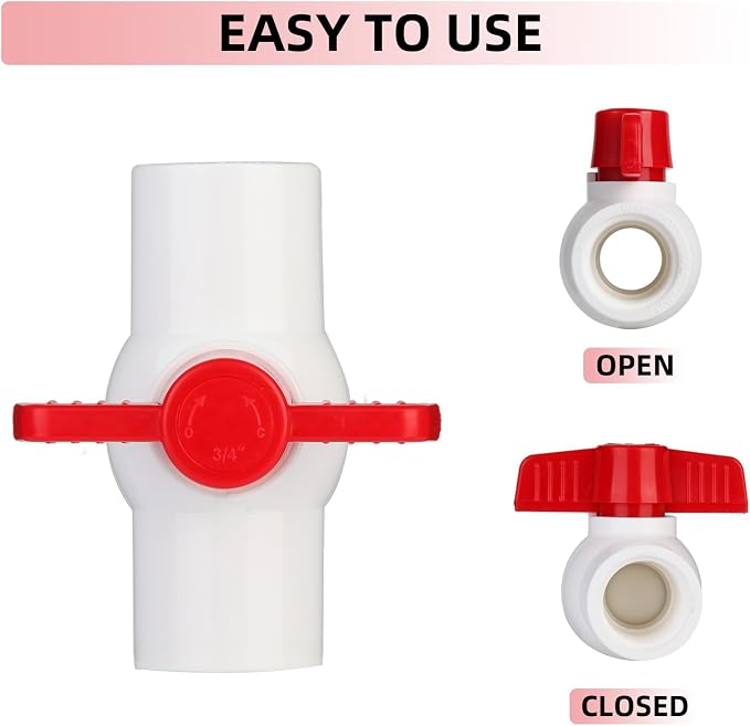 3/4'' PVC Ball Valves, PVC Valves 3/4 inch, Water Shut Off Valves, PVC Ball - Image 3