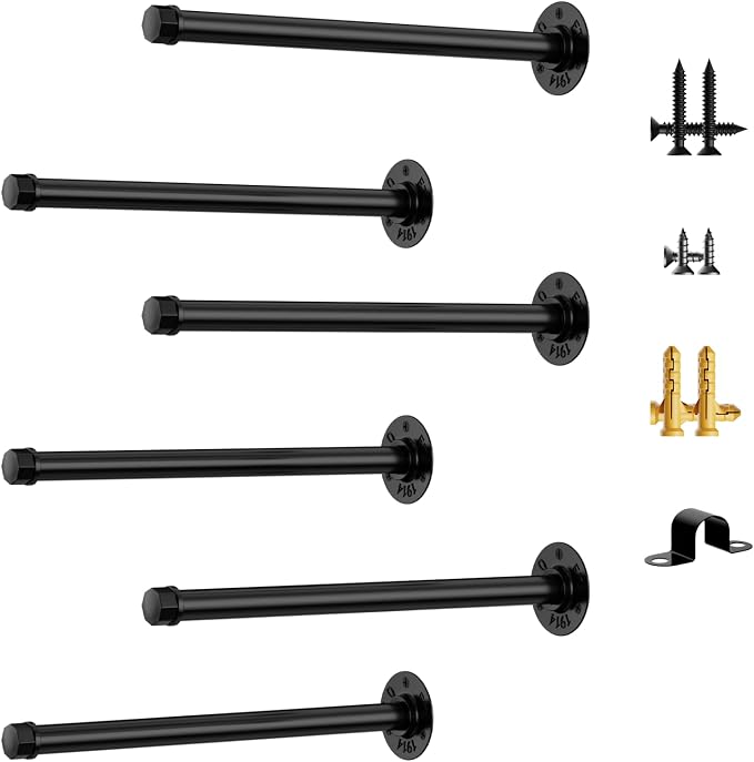 6 Pack Pipe Shelf Bracket 12 Inch Floating Shelving Bracket | Industrial - Image 9