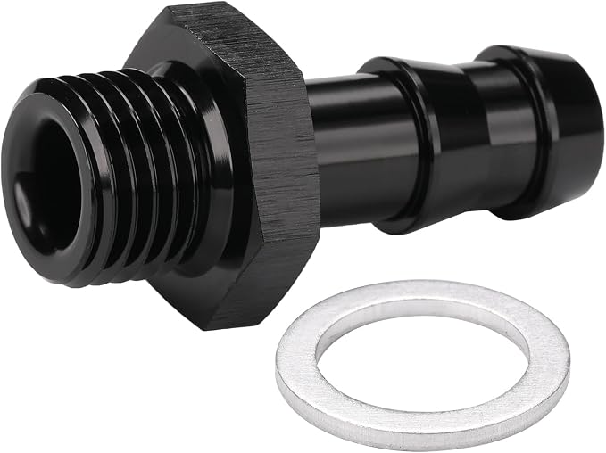 M14x1.5 Male Metric to 3/8 Barb Fuel Pump Inlet Adapter Fitting Aluminum Black - Image 4